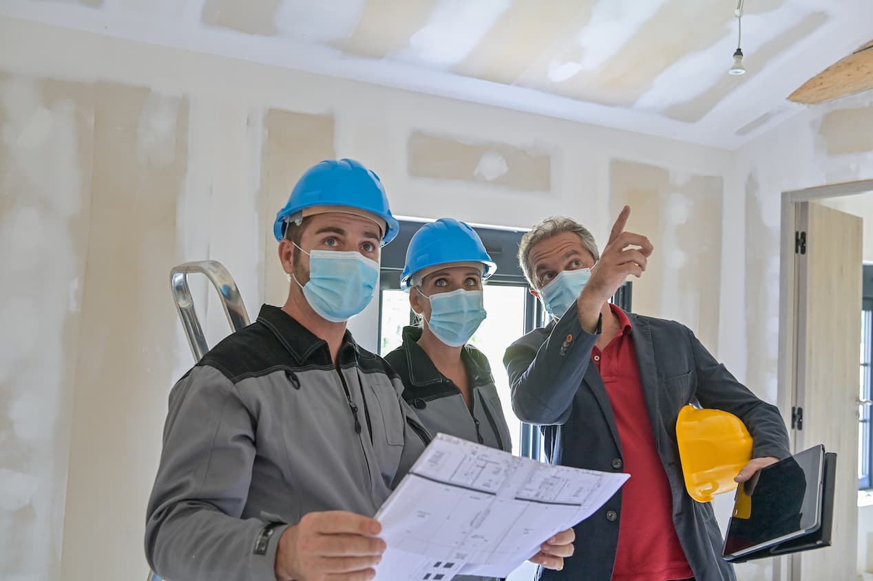 Contractors talking about project