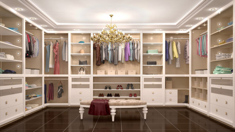 Luxury closet beige chandelier 3 768x430