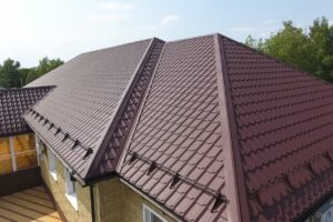 Metal Roof with Light Shining Off It