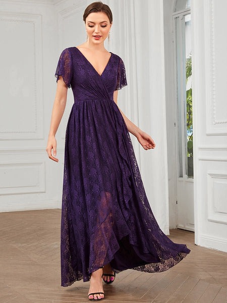 steph high low lace mother of the bride gown with sleeve 630362 450x